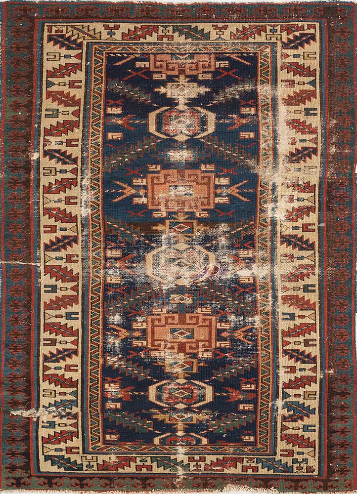 nayaab blue wool flat weaves Rug - HeadShot