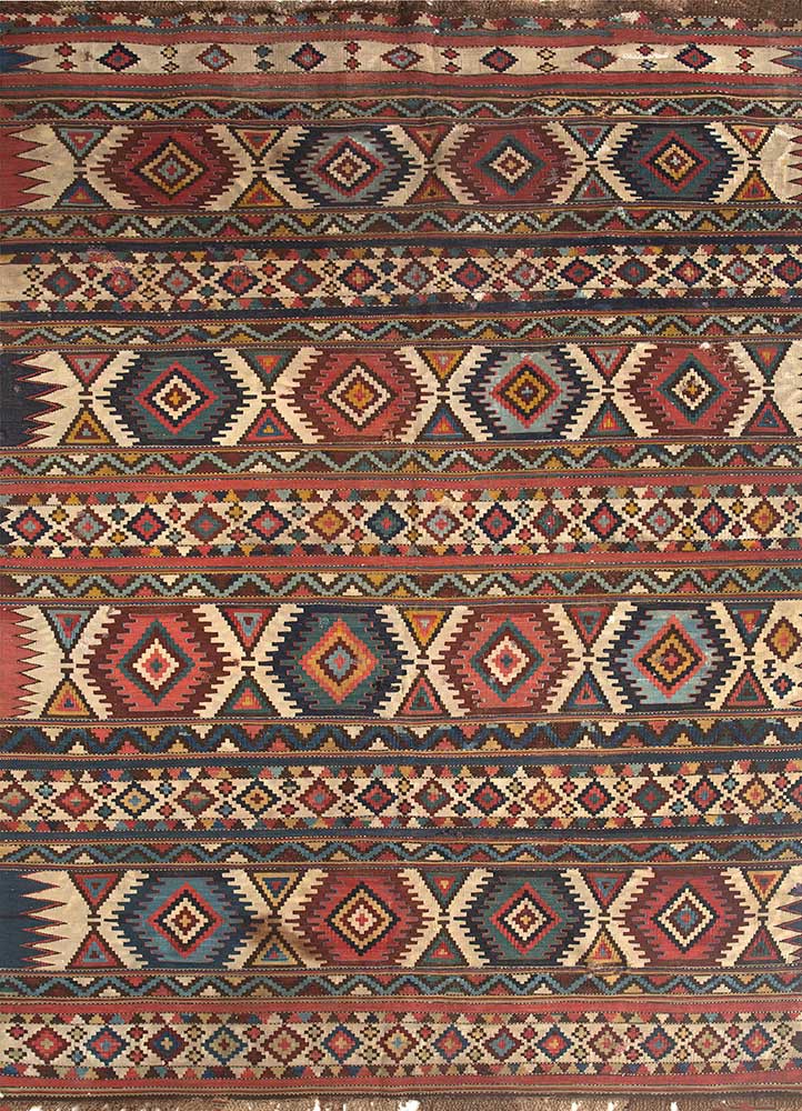 nayaab blue wool flat weaves Rug - HeadShot