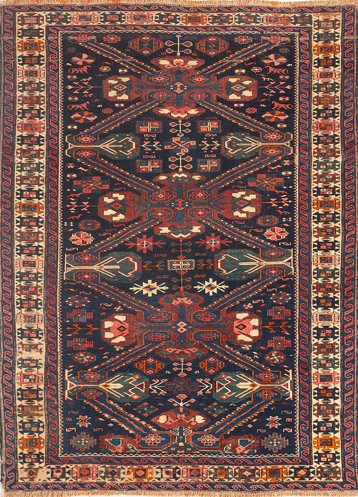 kiaan blue wool hand knotted Rug - HeadShot kiaan blue wool hand knotted Rug - HeadShot