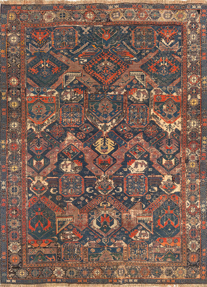 nayaab blue wool flat weaves Rug - HeadShot