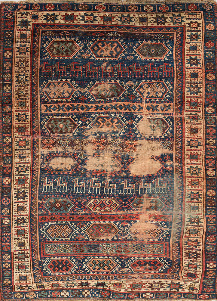 kiaan blue wool hand knotted Rug - HeadShot