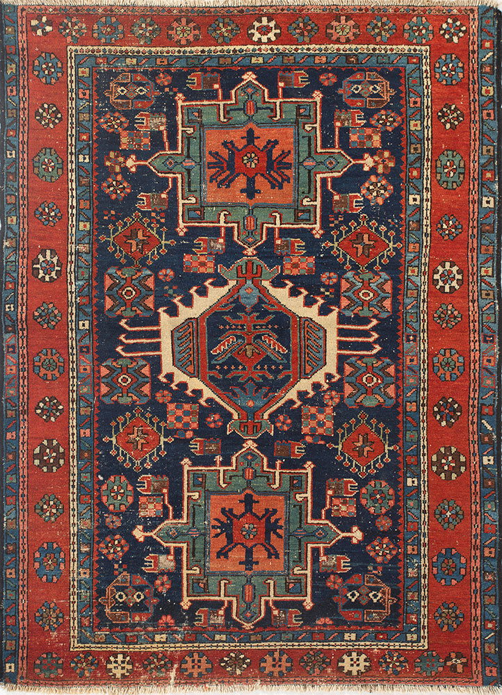 kiaan blue wool hand knotted Rug - HeadShot
