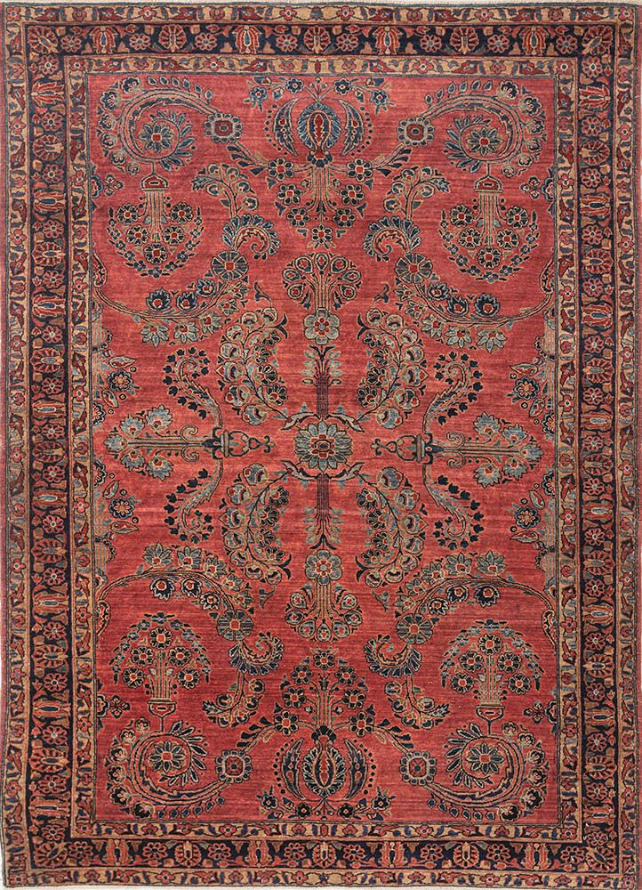 aalam red and orange wool hand knotted Rug - HeadShot aalam red and orange wool hand knotted Rug - HeadShot