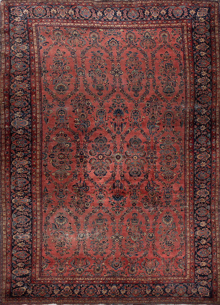 aalam red and orange wool hand knotted Rug - HeadShot aalam red and orange wool hand knotted Rug - HeadShot