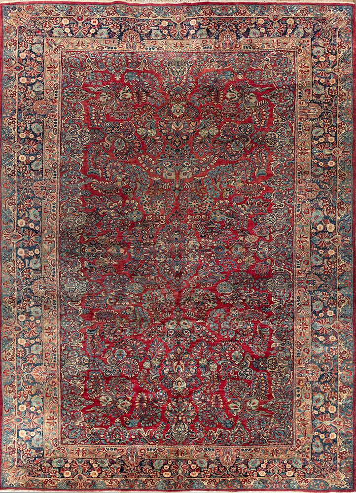 aalam red and orange wool hand knotted Rug - HeadShot aalam red and orange wool hand knotted Rug - HeadShot