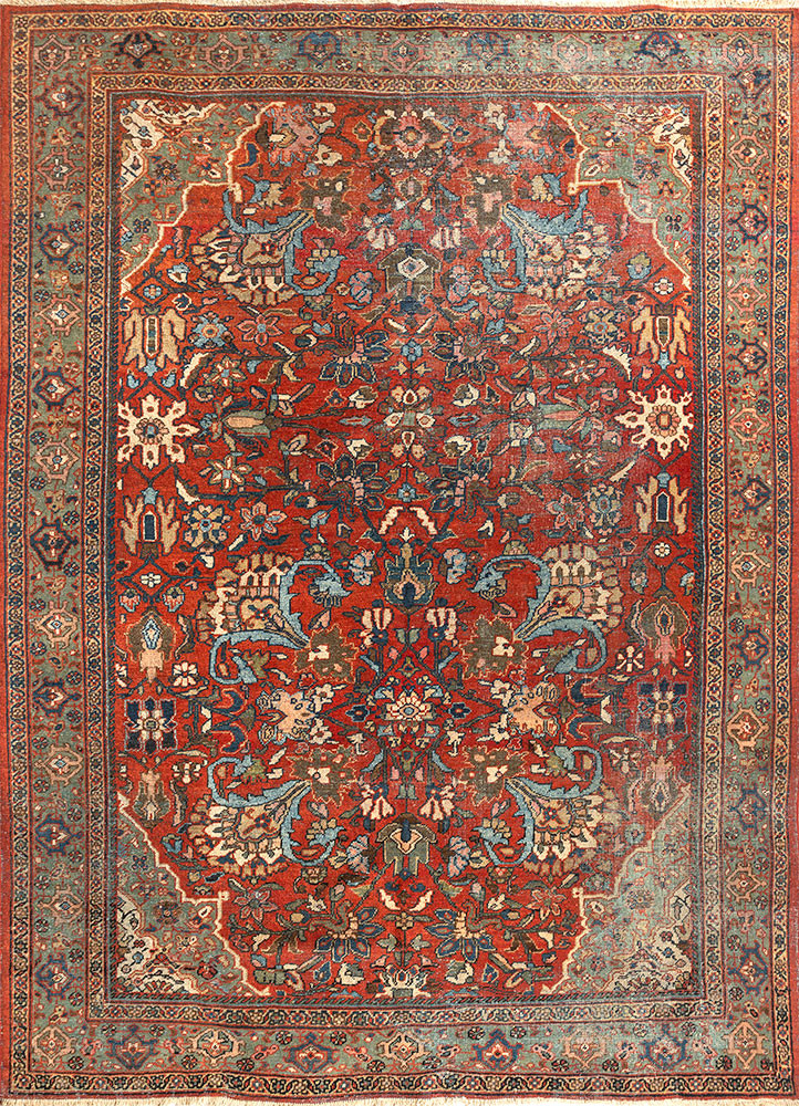 aalam red and orange wool hand knotted Rug - HeadShot aalam red and orange wool hand knotted Rug - HeadShot