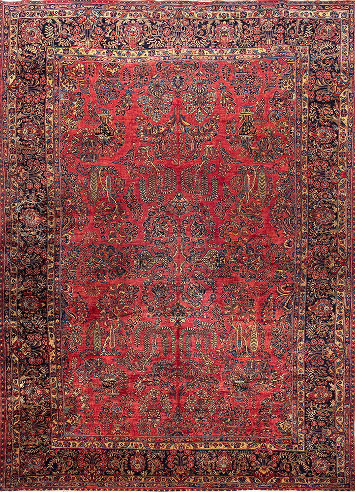 aalam pink and purple wool hand knotted Rug - HeadShot