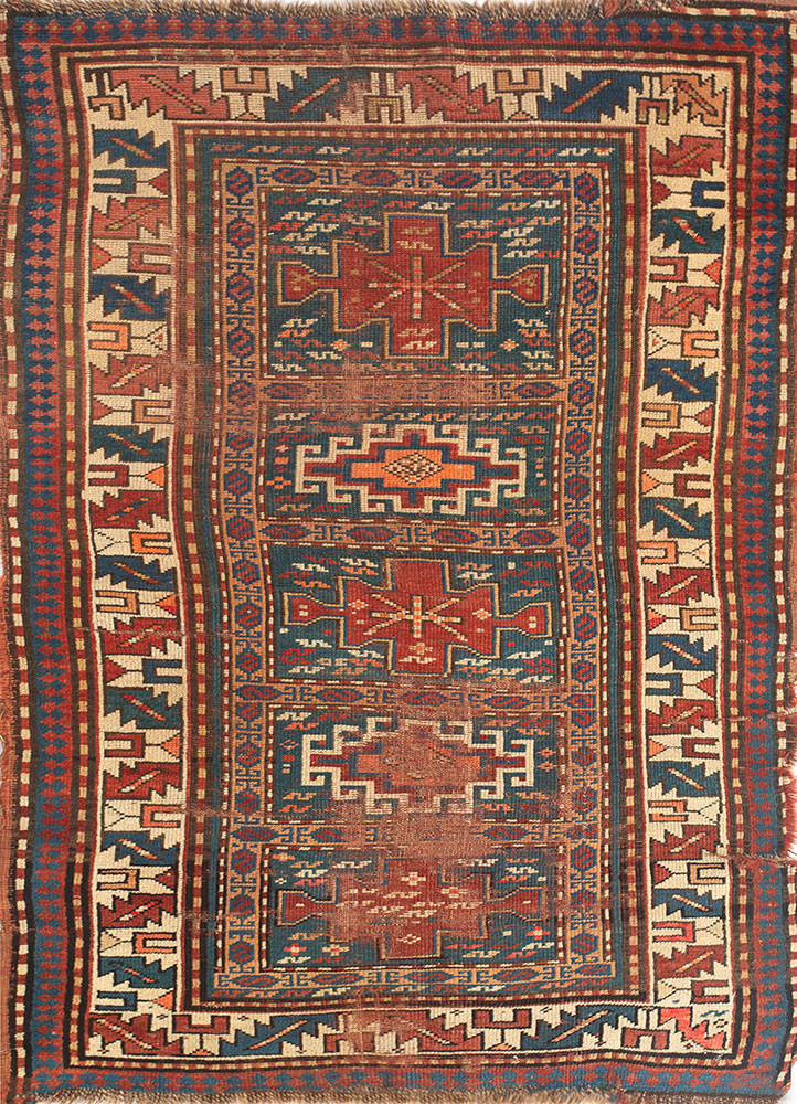 kiaan blue wool hand knotted Rug - HeadShot