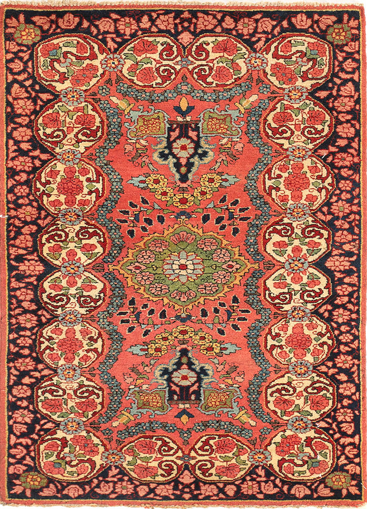 aalam pink and purple wool hand knotted Rug - HeadShot