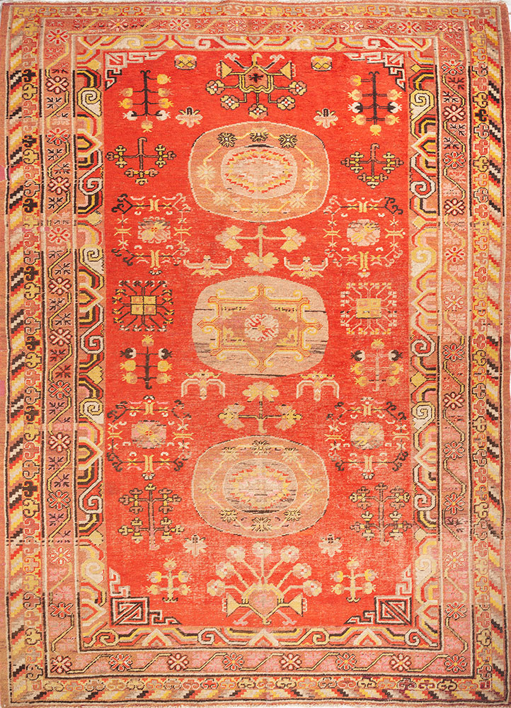 aalam red and orange wool hand knotted Rug - HeadShot aalam red and orange wool hand knotted Rug - HeadShot