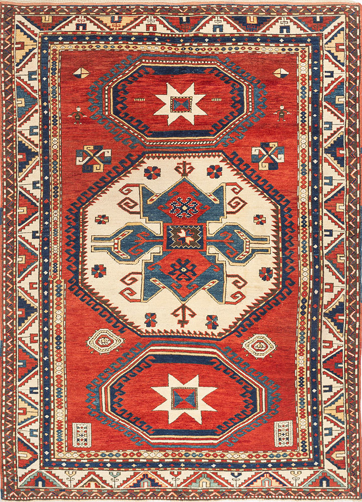 kiaan red and orange wool hand knotted Rug - HeadShot kiaan red and orange wool hand knotted Rug - HeadShot