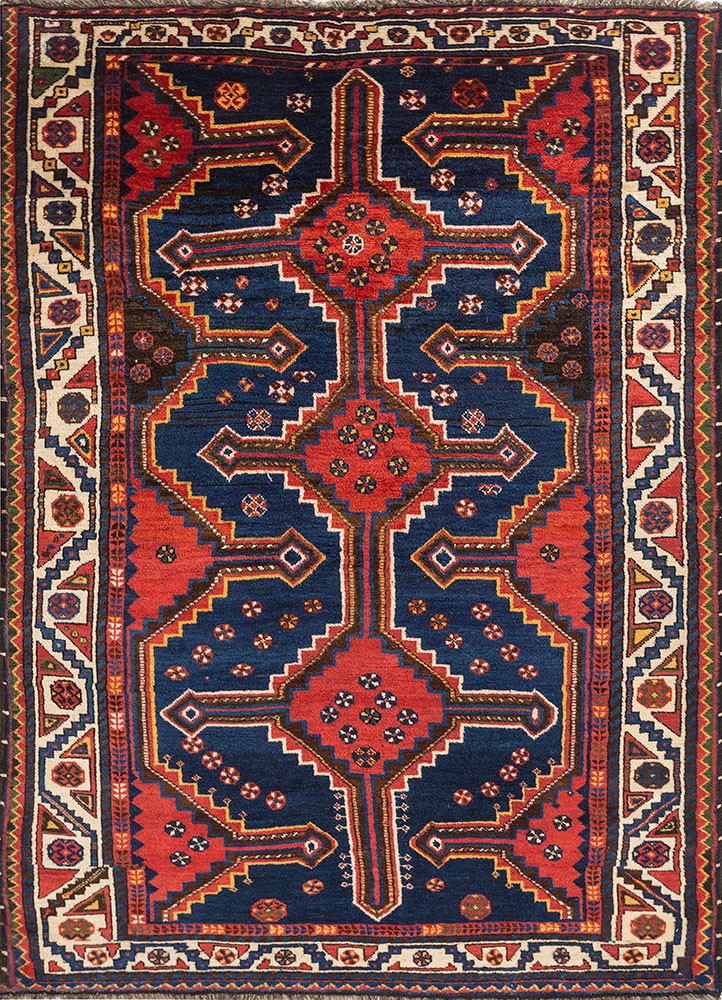 kiaan blue wool hand knotted Rug - HeadShot