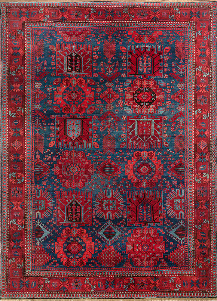 aalam red and orange wool hand knotted Rug - HeadShot aalam red and orange wool hand knotted Rug - HeadShot