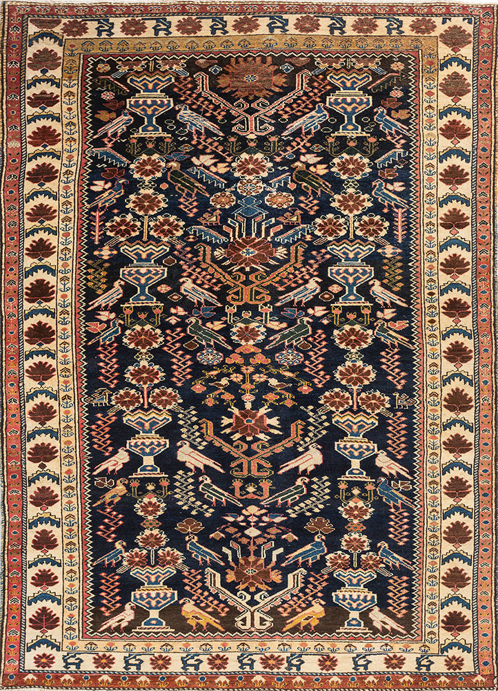 kiaan blue wool hand knotted Rug - HeadShot