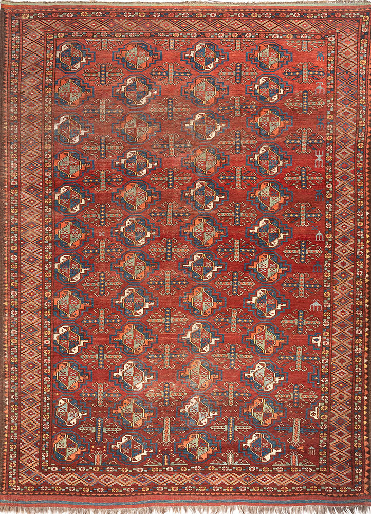 kiaan red and orange wool hand knotted Rug - HeadShot kiaan red and orange wool hand knotted Rug - HeadShot