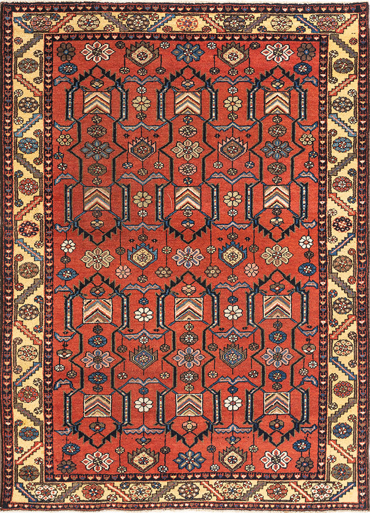 aalam red and orange wool hand knotted Rug - HeadShot aalam red and orange wool hand knotted Rug - HeadShot