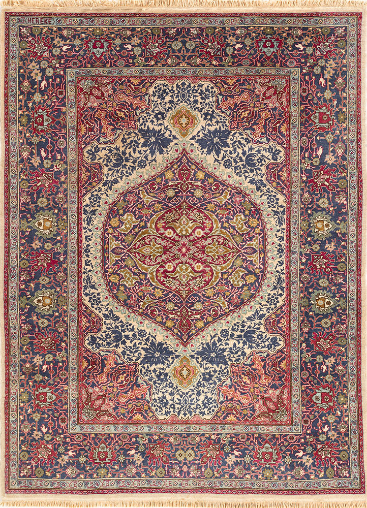 aalam beige and brown wool hand knotted Rug - HeadShot