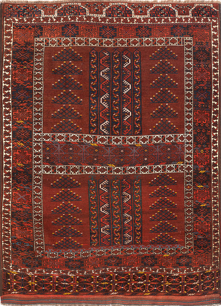 kiaan red and orange wool hand knotted Rug - HeadShot
