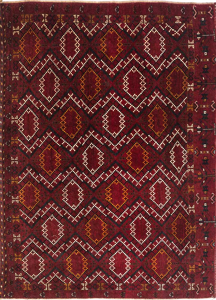 kiaan red and orange wool hand knotted Rug - HeadShot
