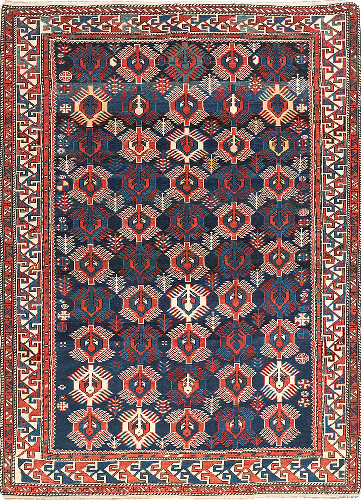 kiaan blue wool hand knotted Rug - HeadShot