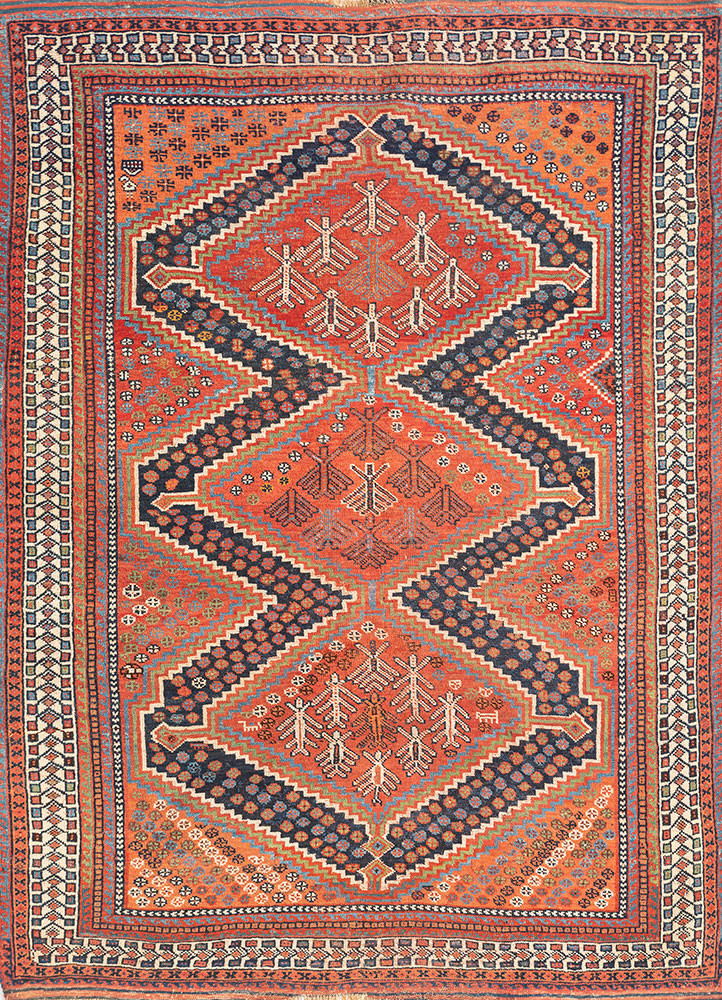 kiaan red and orange wool hand knotted Rug - HeadShot kiaan red and orange wool hand knotted Rug - HeadShot