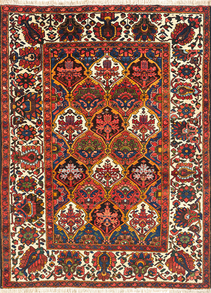 aalam blue wool hand knotted Rug - HeadShot