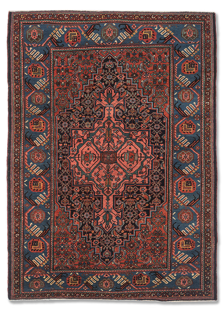 kiaan red and orange wool hand knotted Rug - HeadShot
