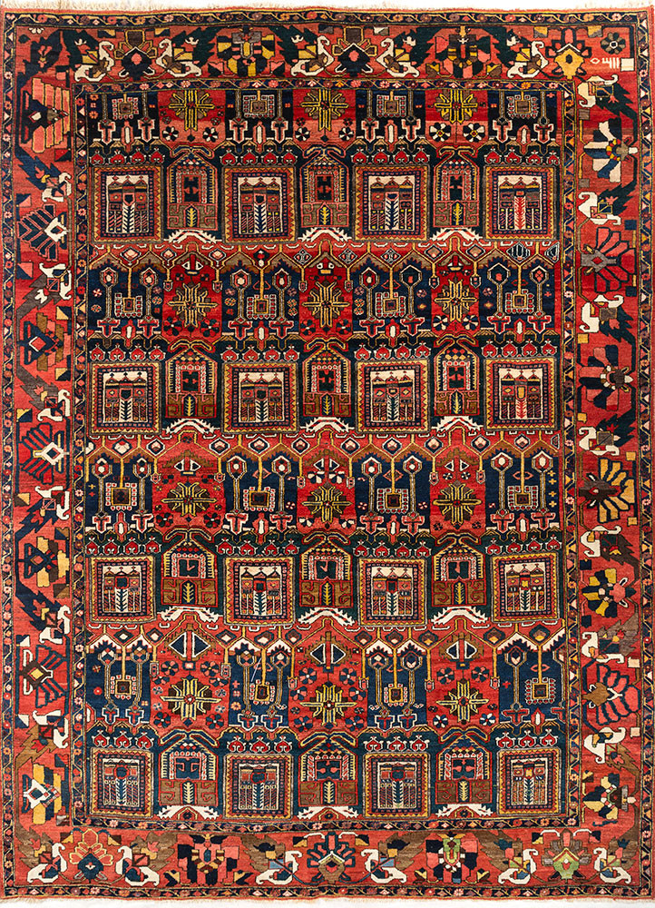 aalam blue wool hand knotted Rug - HeadShot
