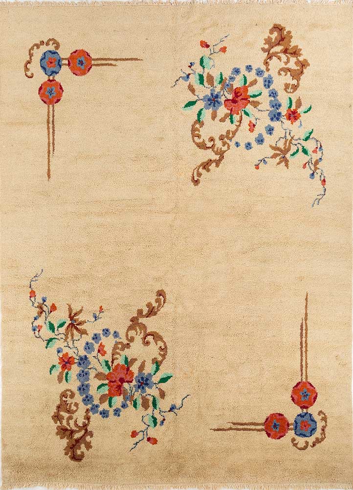 pechino gold wool hand knotted Rug - HeadShot