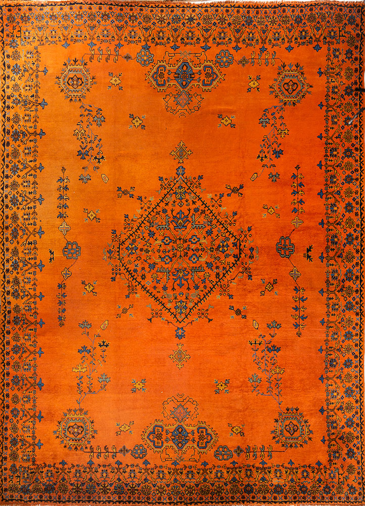 aalam red and orange wool hand knotted Rug - HeadShot aalam red and orange wool hand knotted Rug - HeadShot