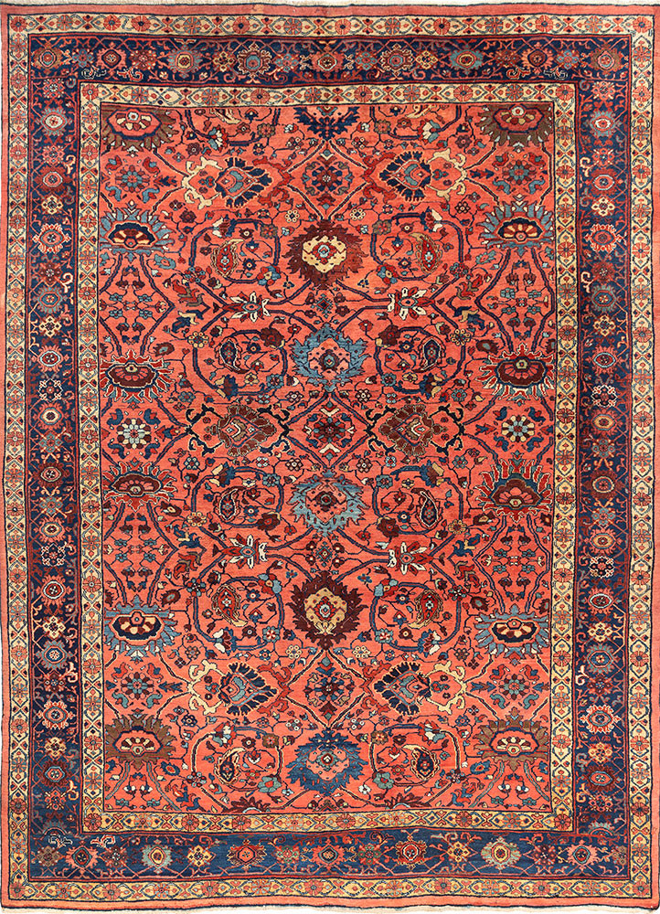 aalam pink and purple wool hand knotted Rug - HeadShot