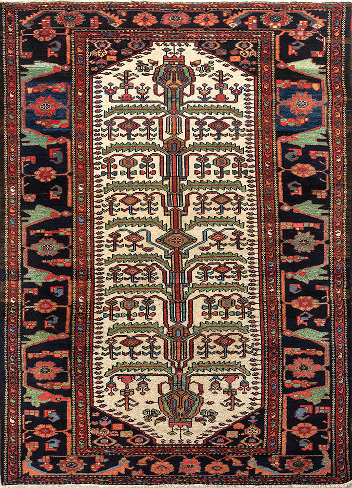 aalam ivory wool hand knotted Rug - HeadShot