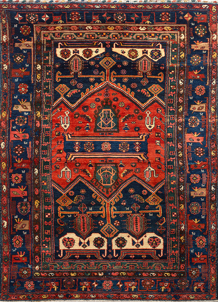 aalam red and orange wool hand knotted Rug - HeadShot aalam red and orange wool hand knotted Rug - HeadShot