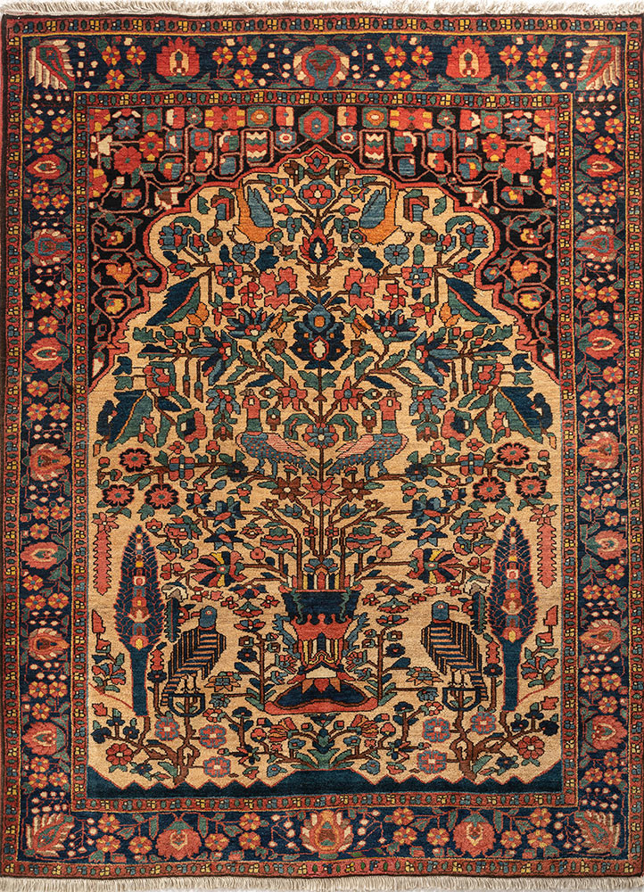 aalam gold wool hand knotted Rug - HeadShot