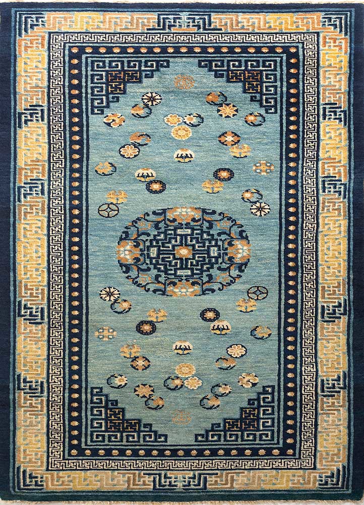 pechino blue wool hand knotted Rug