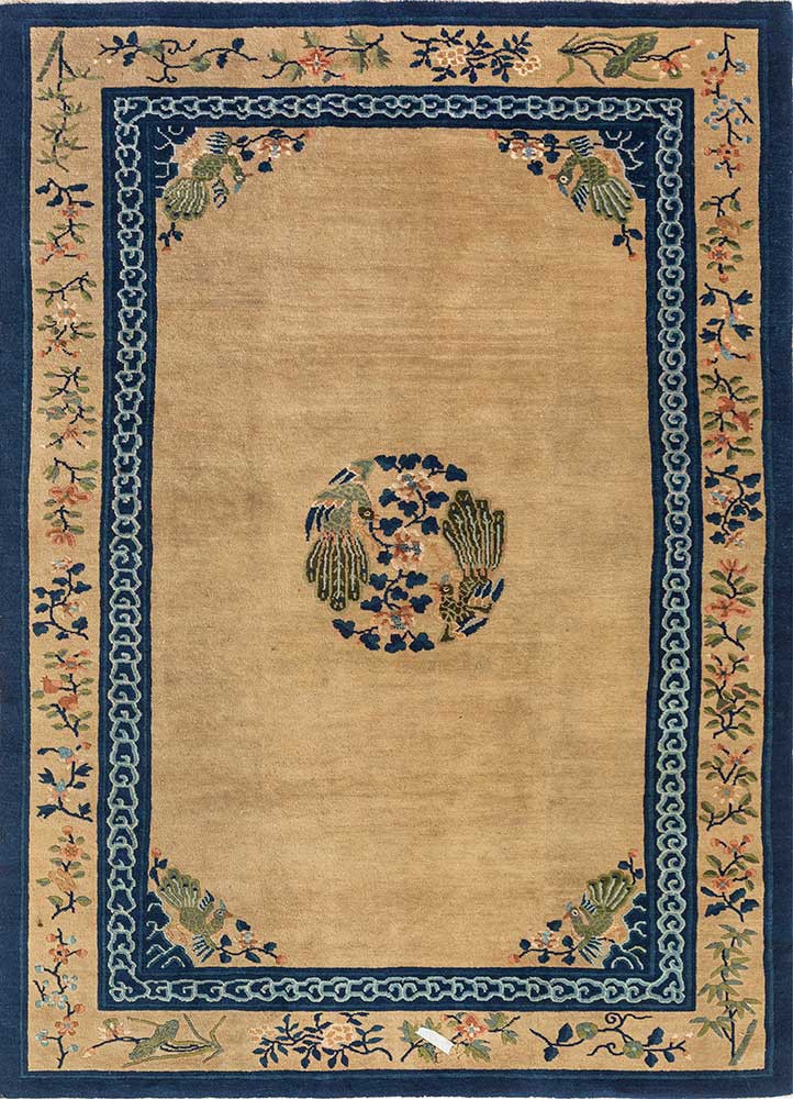pechino green wool hand knotted Rug - HeadShot