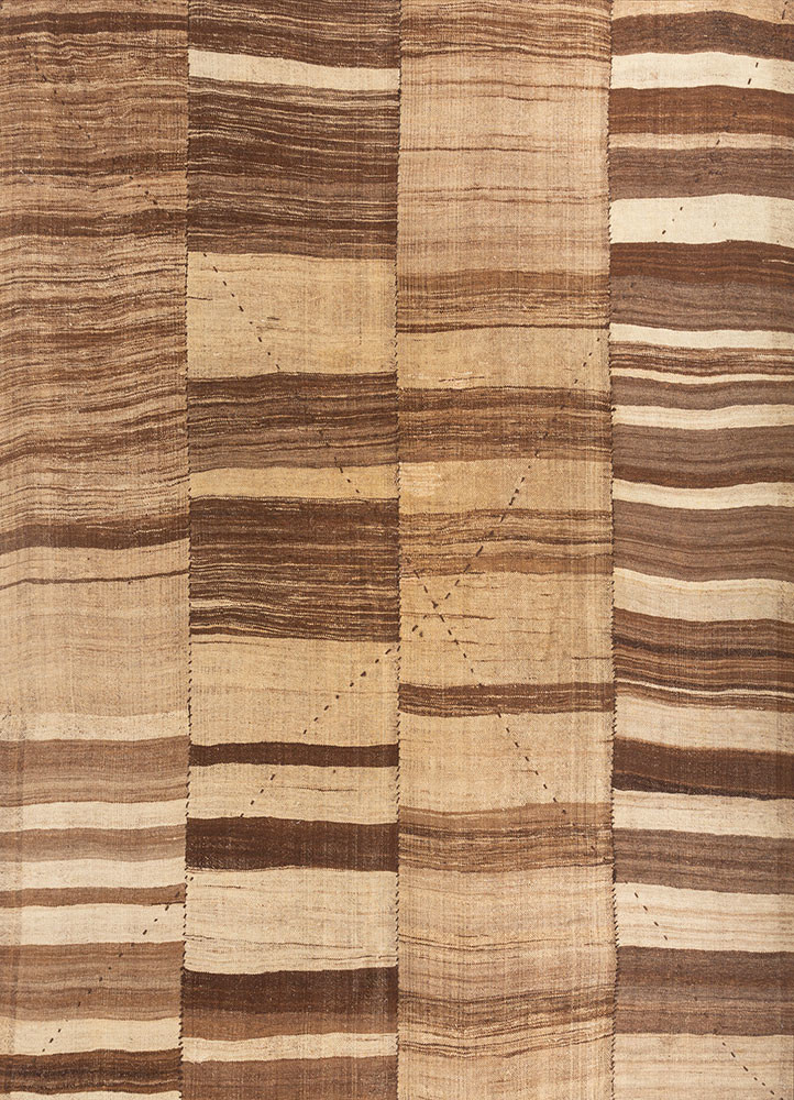 nayaab beige and brown wool flat weaves Rug - HeadShot