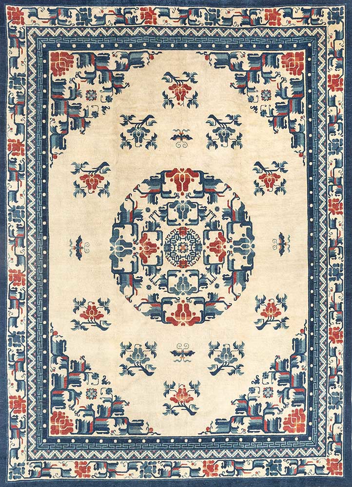 pechino ivory wool hand knotted Rug - HeadShot
