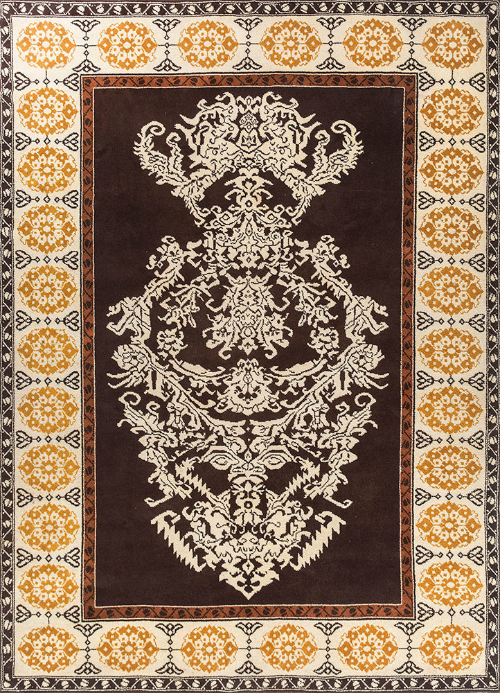 aalam beige and brown wool hand knotted Rug - HeadShot aalam beige and brown wool hand knotted Rug - HeadShot
