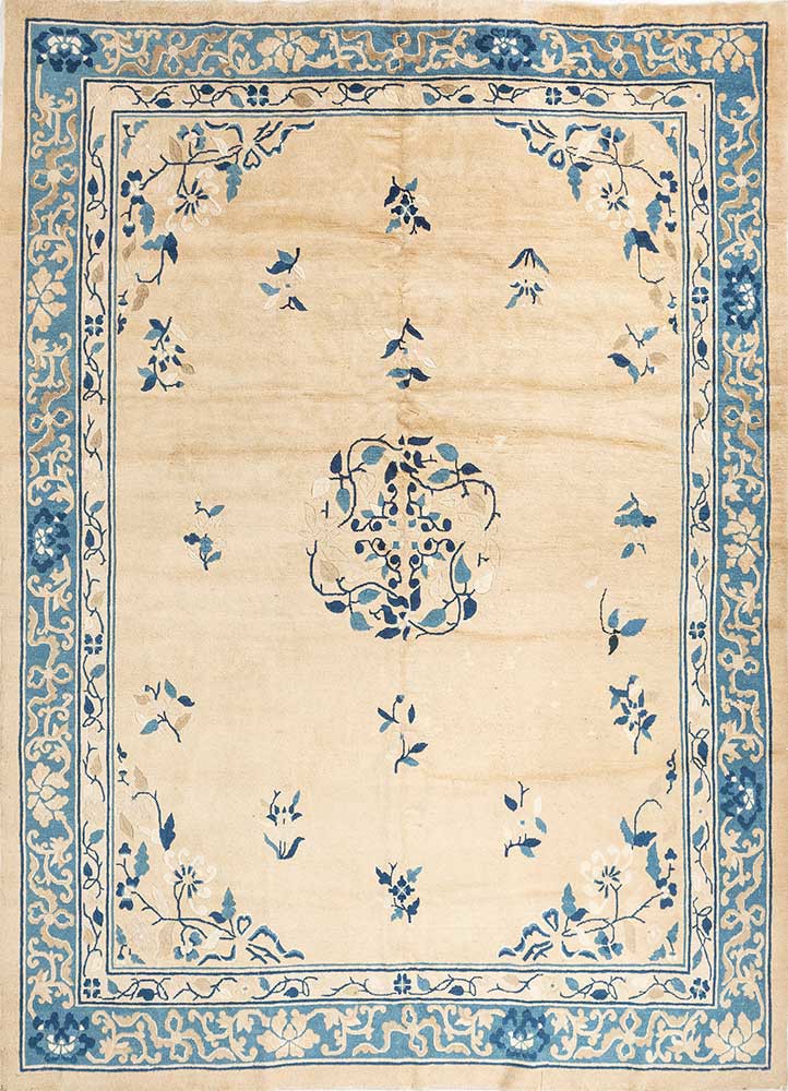 pechino gold wool hand knotted Rug - HeadShot