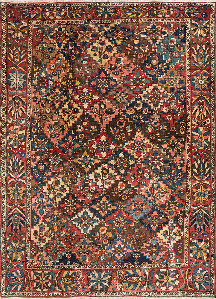 aalam beige and brown wool hand knotted Rug - HeadShot