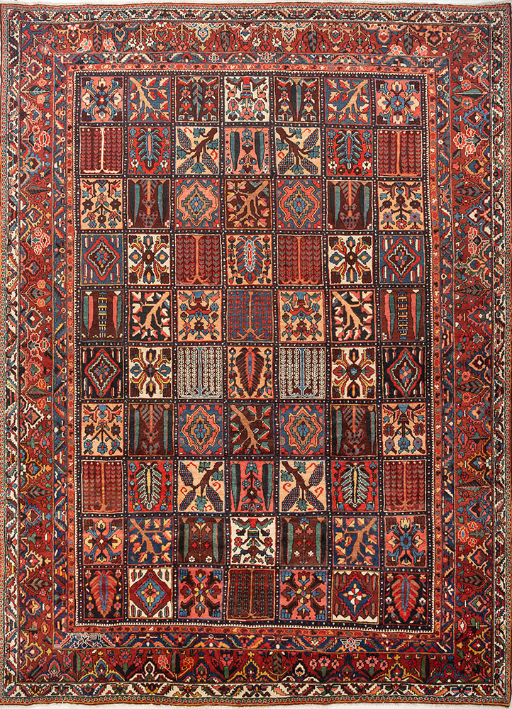 aalam red and orange wool hand knotted Rug - HeadShot