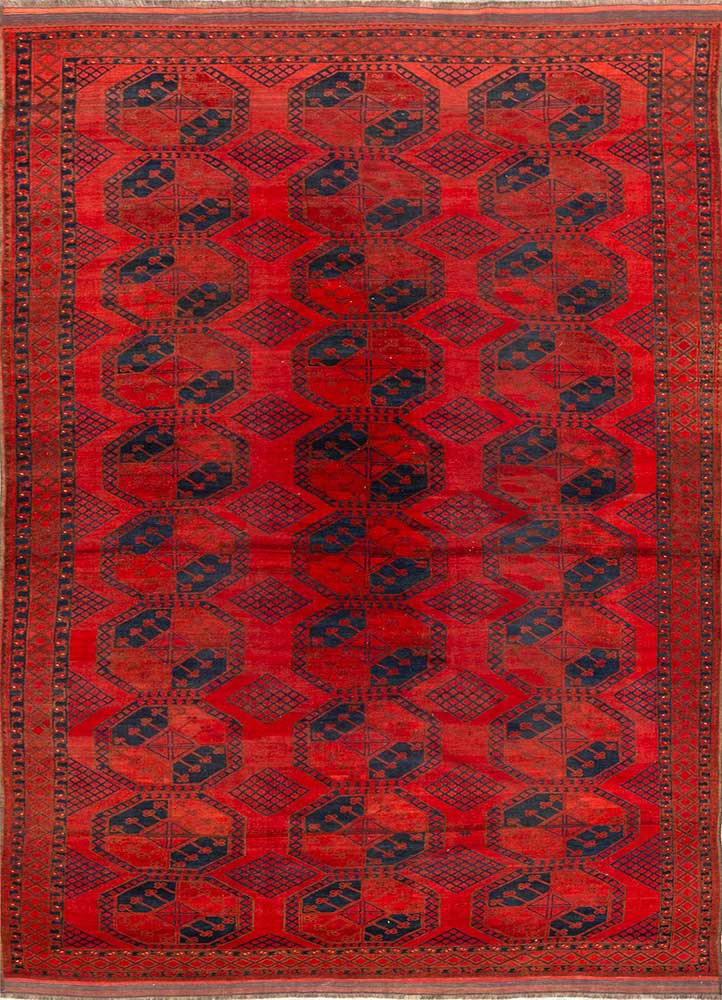 kiaan red and orange wool hand knotted Rug - HeadShot