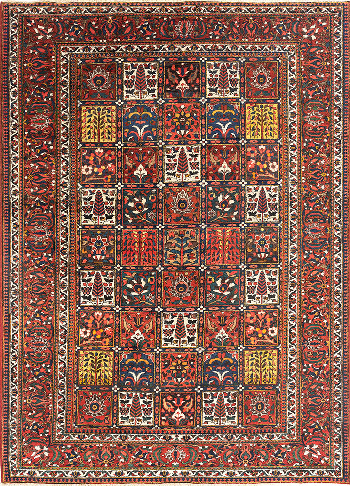 aalam red and orange wool hand knotted Rug - HeadShot