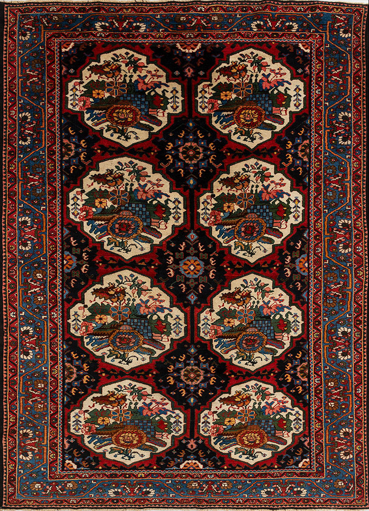 aalam blue wool hand knotted Rug - HeadShot