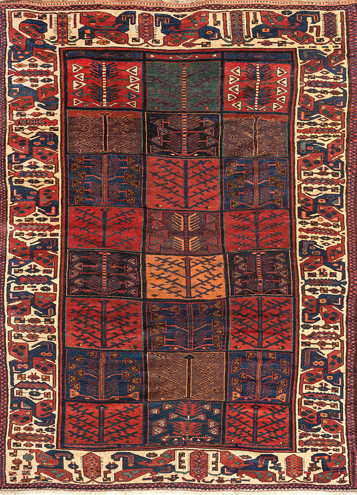 aalam red and orange wool hand knotted Rug - HeadShot
