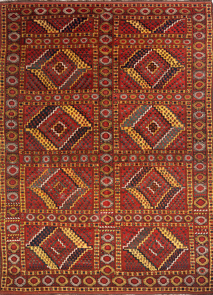 kiaan red and orange wool hand knotted Rug - HeadShot kiaan red and orange wool hand knotted Rug - HeadShot