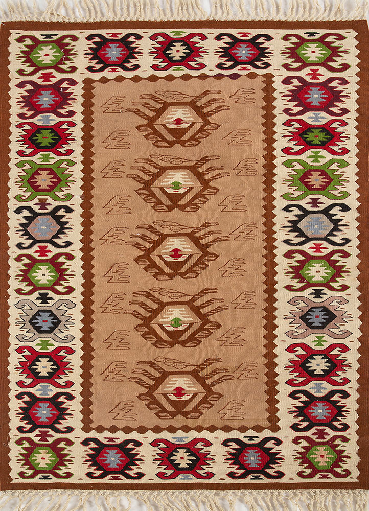 nayaab beige and brown wool flat weaves Rug - HeadShot nayaab beige and brown wool flat weaves Rug - HeadShot