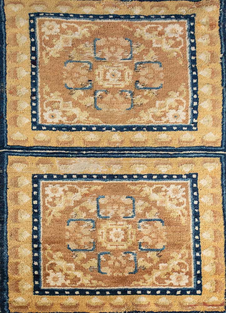 pechino beige and brown wool hand knotted Rug - HeadShot