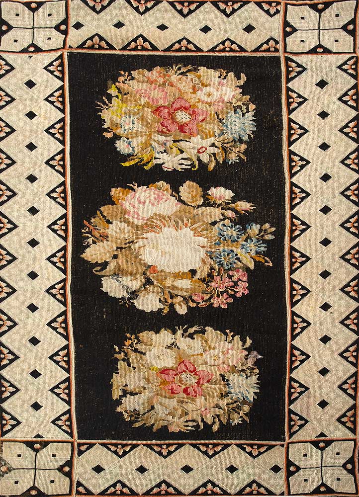 pechino grey and black wool hand knotted Rug - HeadShot